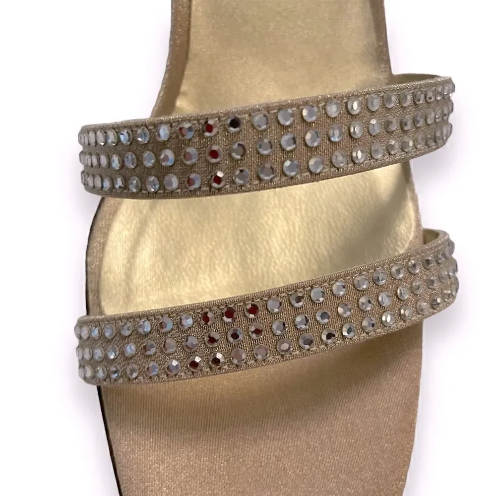 St. John Satin Crystal Slingback Heels